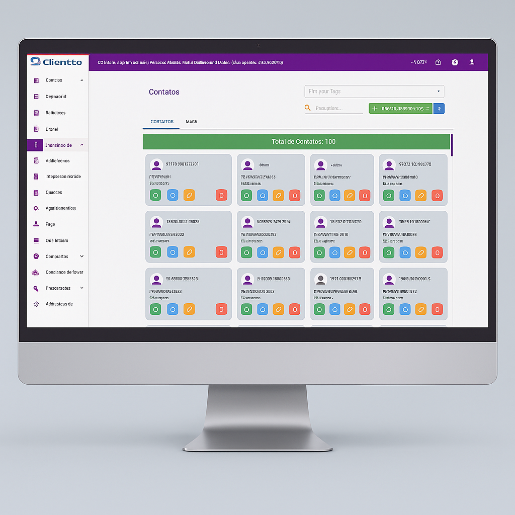 Tela de atendimentos do Clientto